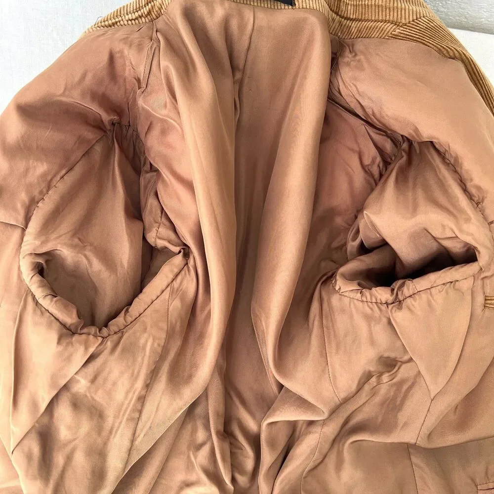 VTG 70s Richman Brothers Tan Corduroy Blazer Ivy League Suede Elbow Patches 40S